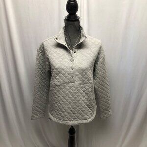 Eddie Bauer Quilted Pullover Sweatshirt Womens Size Small Gray Long Sleeve NEW
